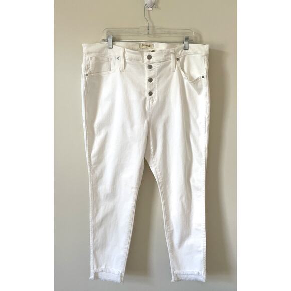 Madewell Button Fly Skinny Denim Jeans White Size 35/Women's 20 Plus Petite NEW - Picture 4 of 10